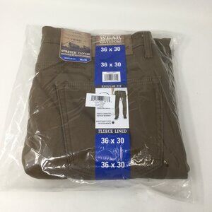 WEATHERPROOF Brown Stretch Canvas Pants Bonded Fleece Lined 36 W 30 L